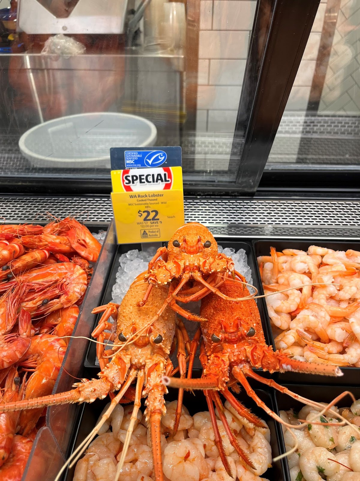 seafood display at Coles