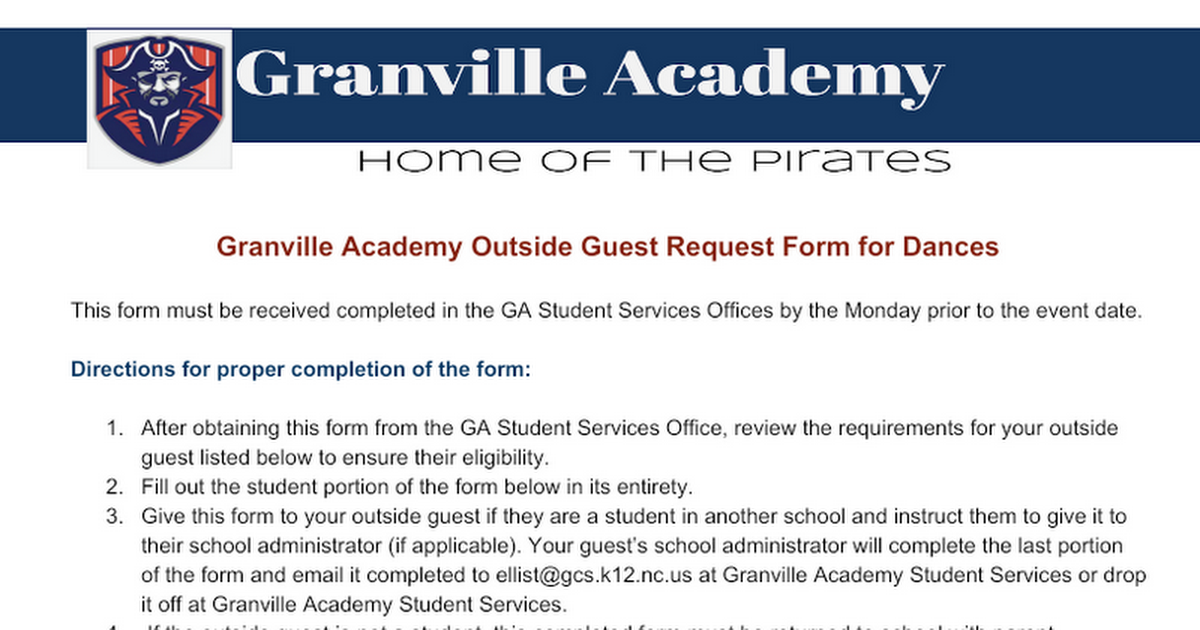 Granville Academy Outside Guest Request Form