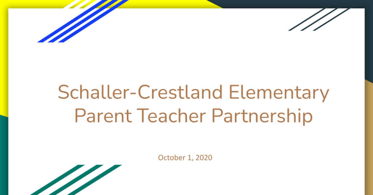 Schaller-Crestland Elementary Parent Teacher Partnership - October 1 2020