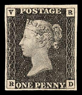 A Mint Penny Black.  The Penny Black was the world's first adhesive postage stamp used in a public postal system.  It was issued in Britain on 1 May 1840, for official use from 6 May of that year.