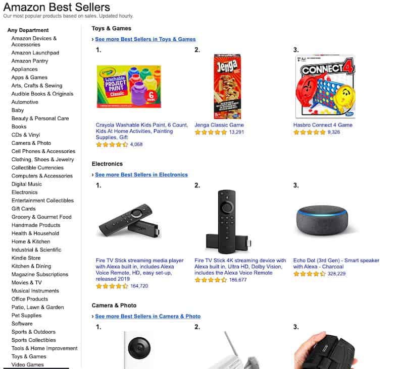 Liste des meilleures ventes d'Amazon 