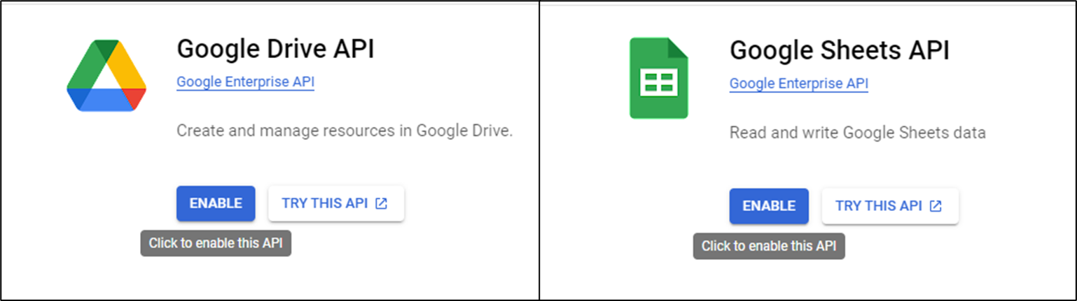 Thêm thư viện Google Drive API và Google Sheets API
