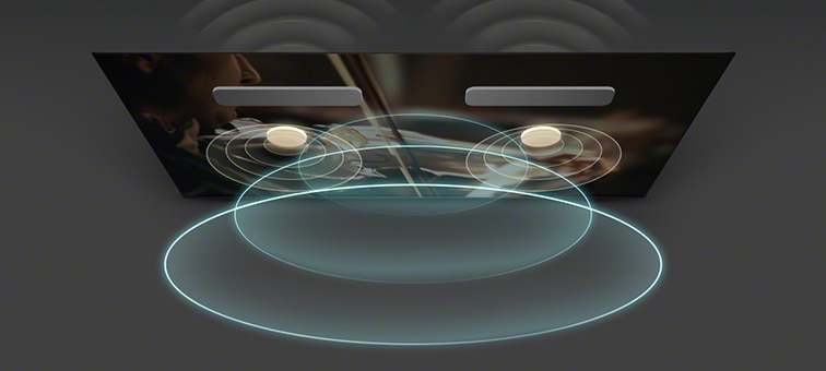 Image of soundwaves from TV with Acoustic Surface Audio+