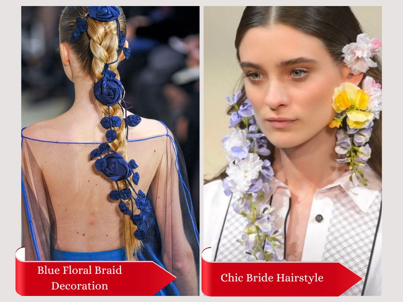 Blue Floral Braid Decoration and Spring Fun Bridal Hair Accessories