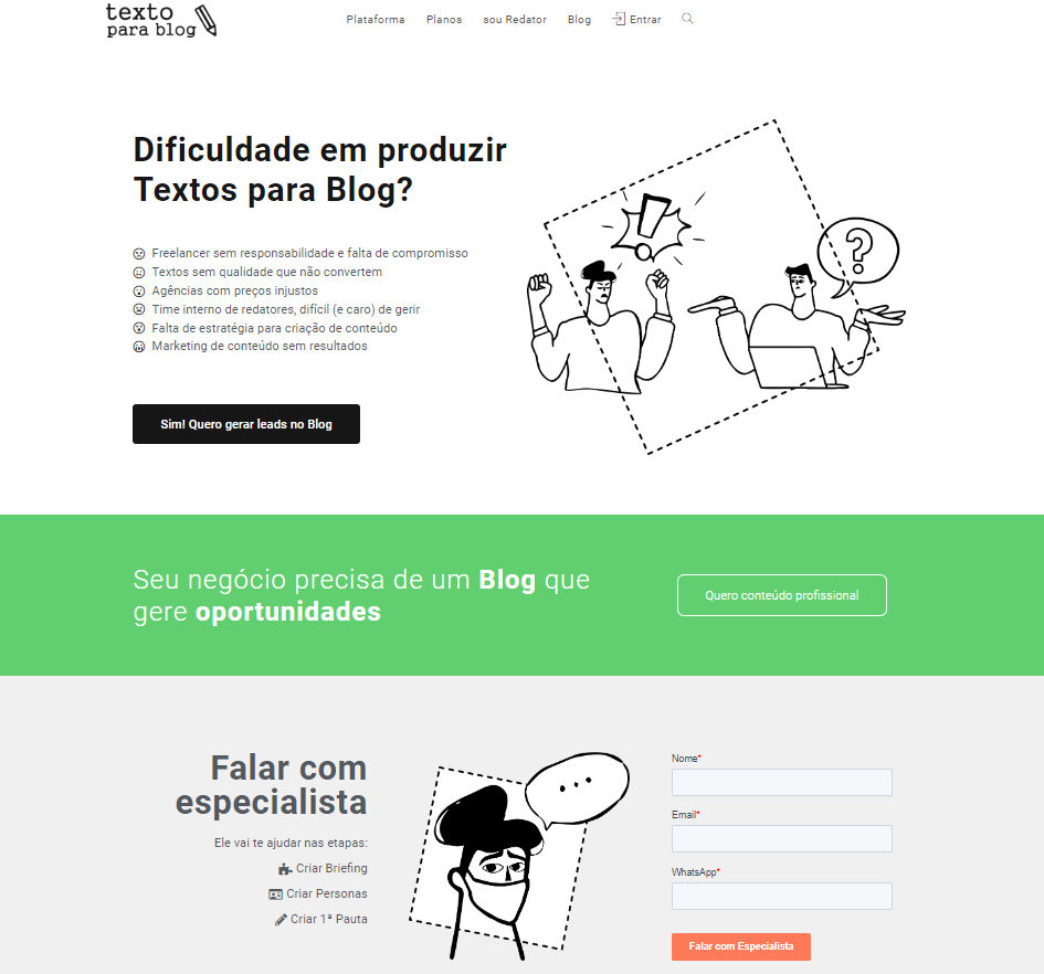 Criar texto para blog