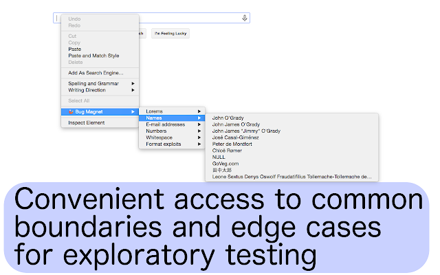 bug Magnet edge cases for exploratory tests