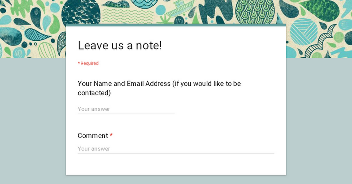 Leave us a note!