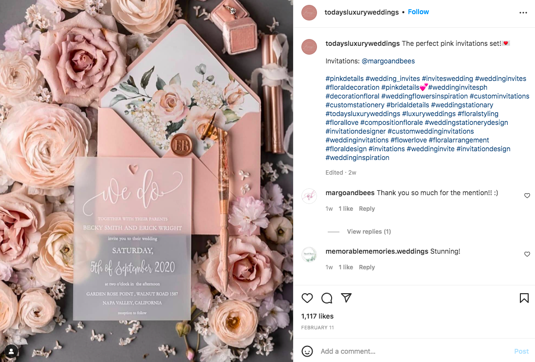 Wedding Invitation Instagram Screenshot