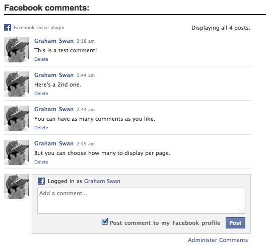 Plug-in de comentários do Facebook