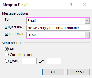 Review the message options and run the merge. Review the message options and run the merge.