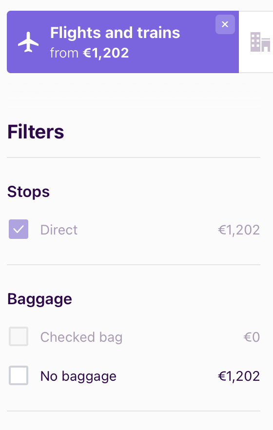 Make sure you use our baggage filter tool on our website! 
