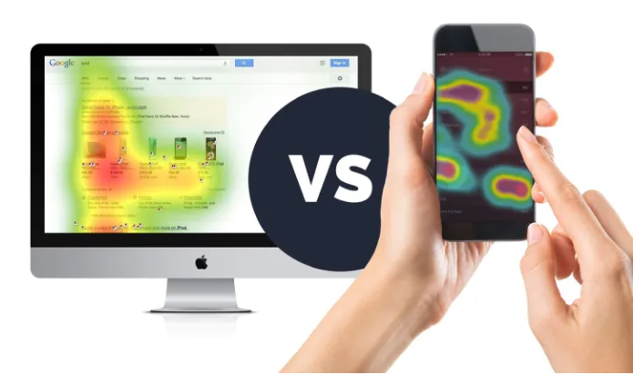 A desktop and a phone showing visual heatmaps.