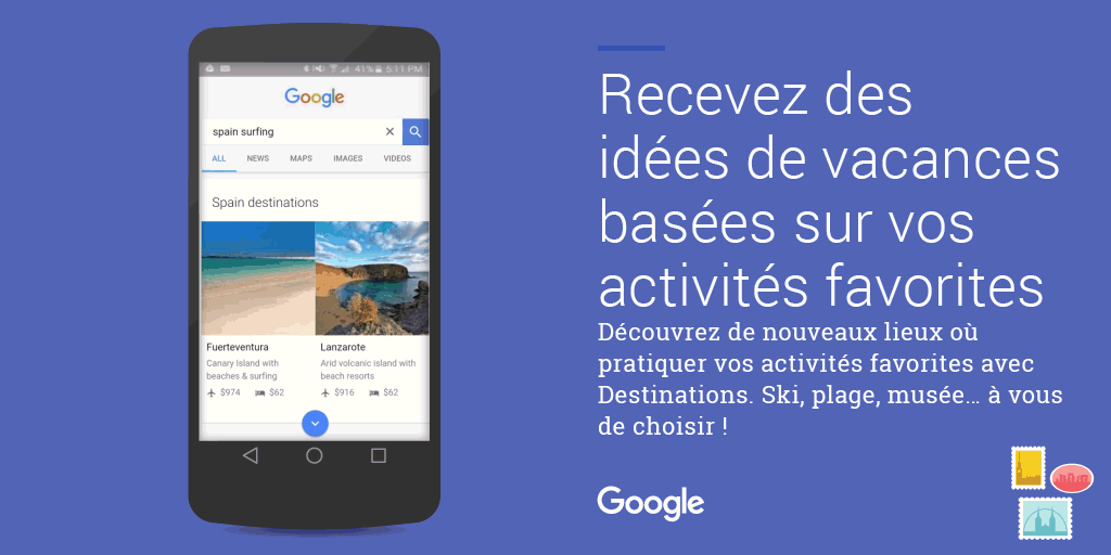 un gif montrant les résultats de recherche pour les destinations espagnoles