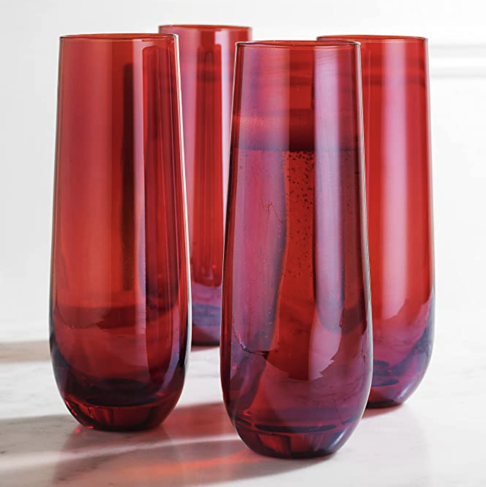 stemless red champagne flutes
