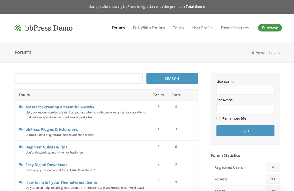Total WordPress Theme & bbPress: Melhores temas WordPress da comunidade