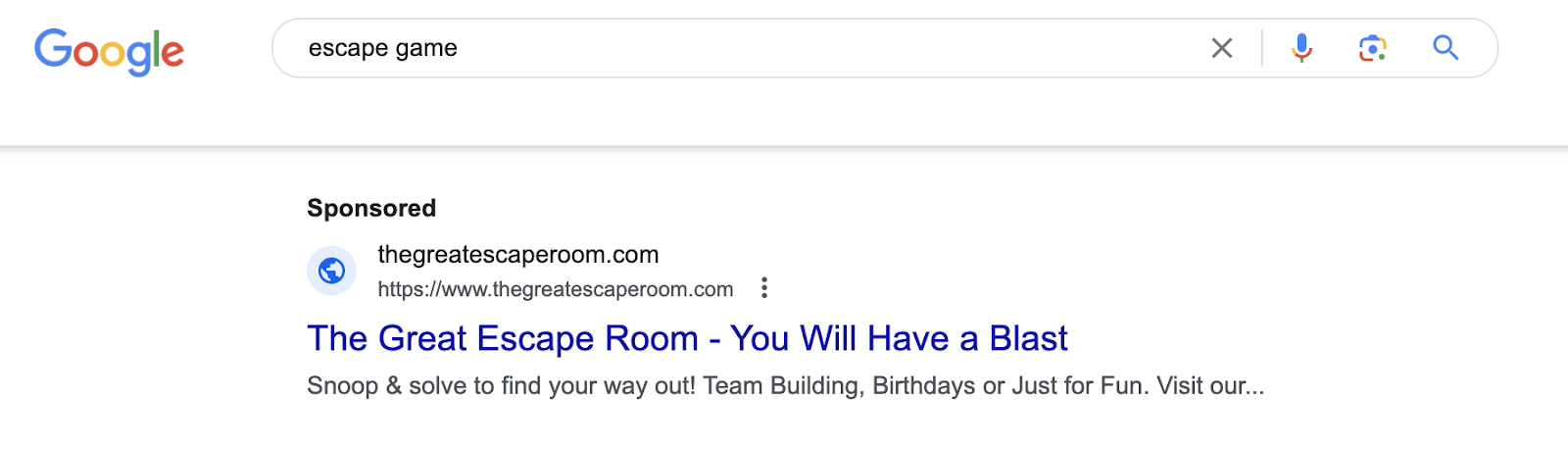 google ads escape game