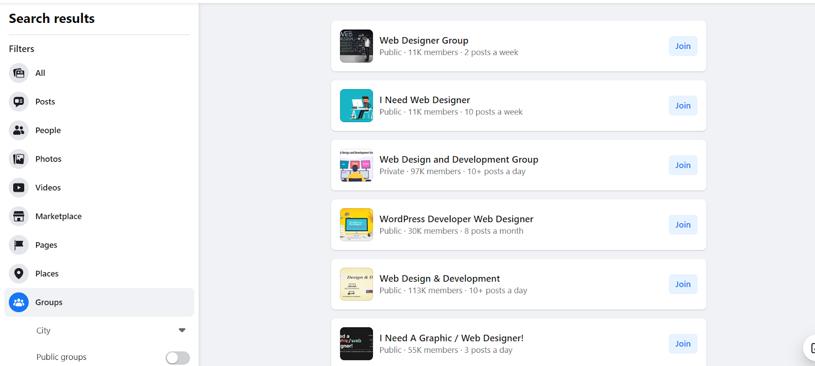 Examples of Facebook groups that design agency owners can join