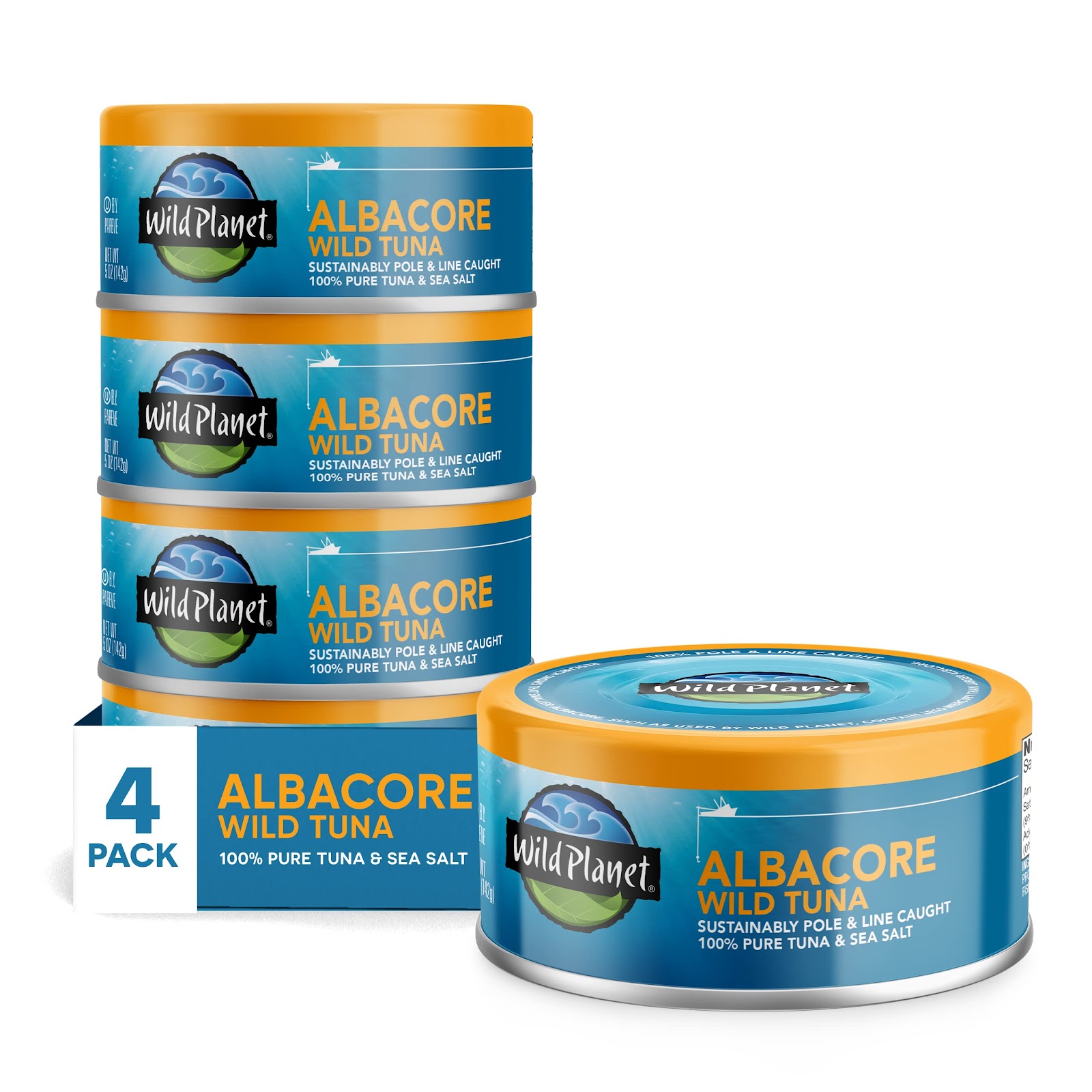 Wild Planet Albacore Wild Tuna, Sea Salt, Canned Tuna, Pole & Line Sustainably Caught, 5 Ounce(Pack of 4) Sea Salt 5 Ounce (Pack of 4)