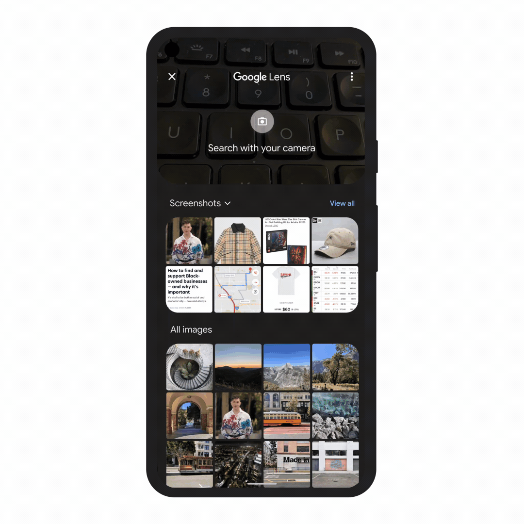 Un GIF montrant comment utiliser Google Lens