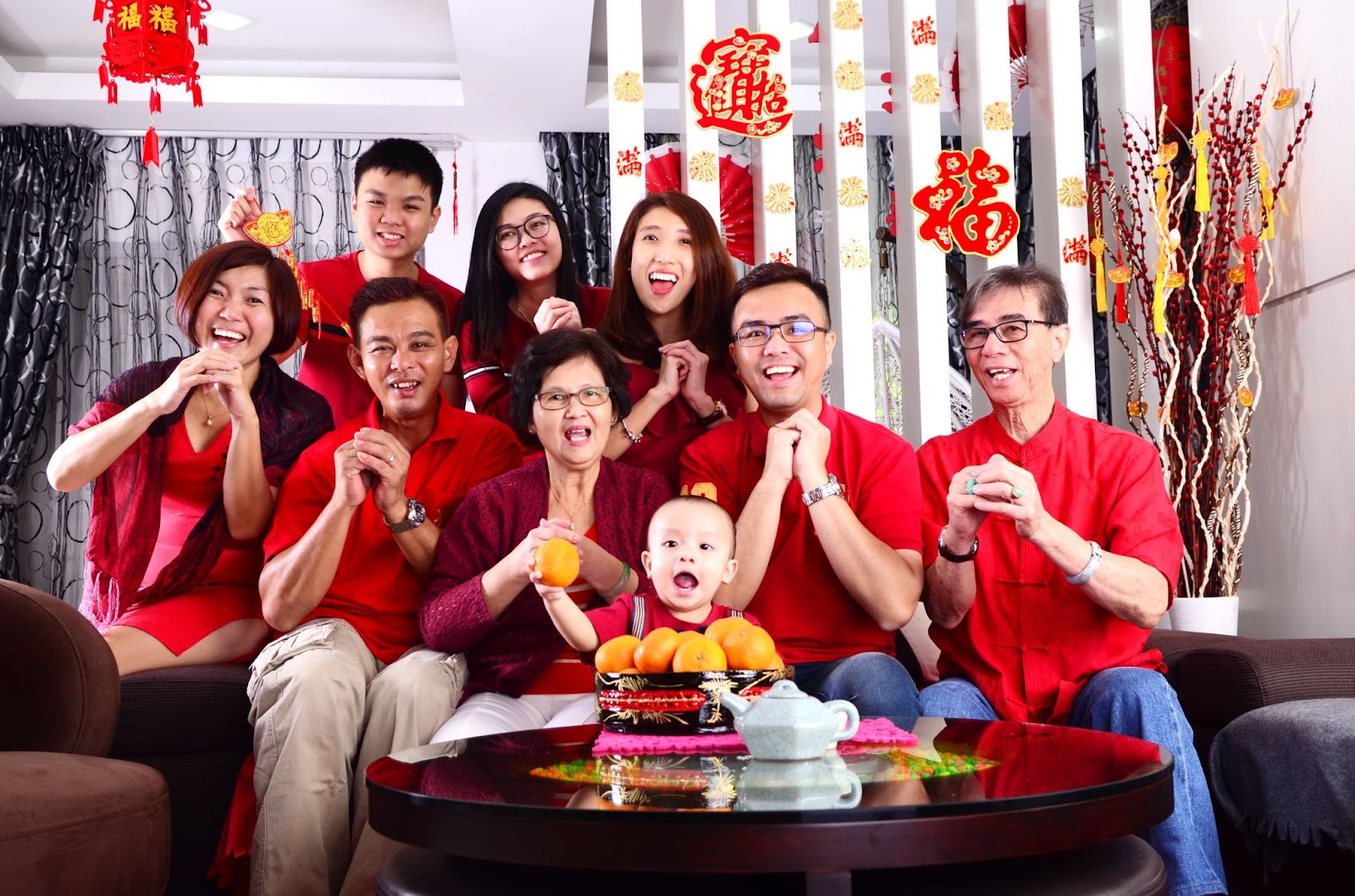 A family celebrating Chinese New Year 2022