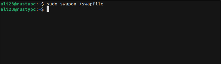enable new swapfile