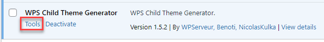 wps child theme generator