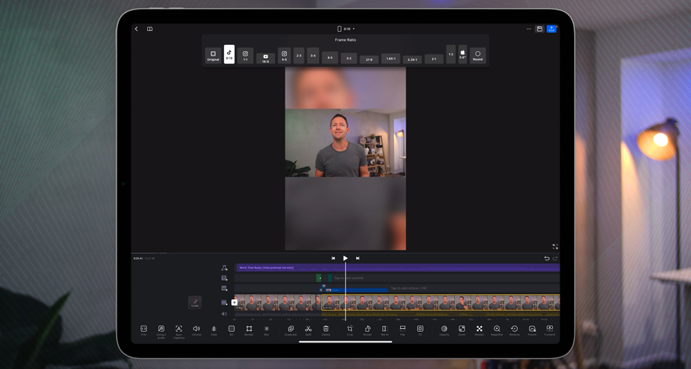 VN Video Editor Interface featuring Aspect Ratio settings