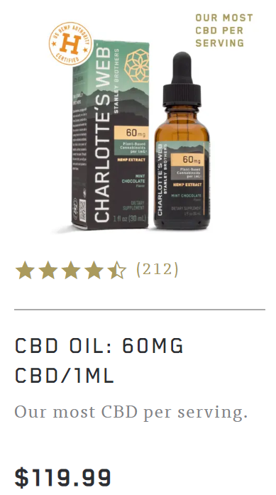 Charlotte’s Web is a well known CBD oil company with a strong backstory and well-rated products.