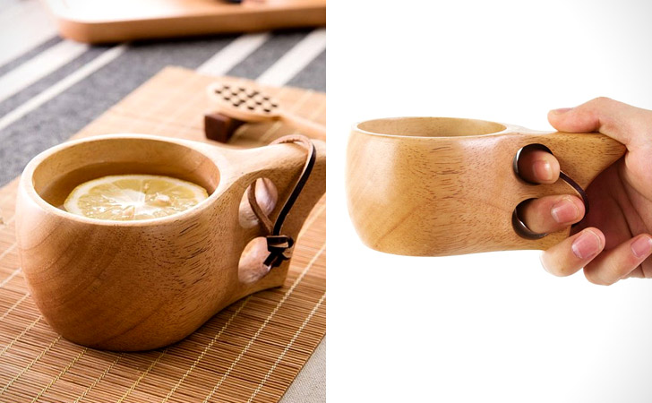 Ergonomic Wooden Coffee Mugs