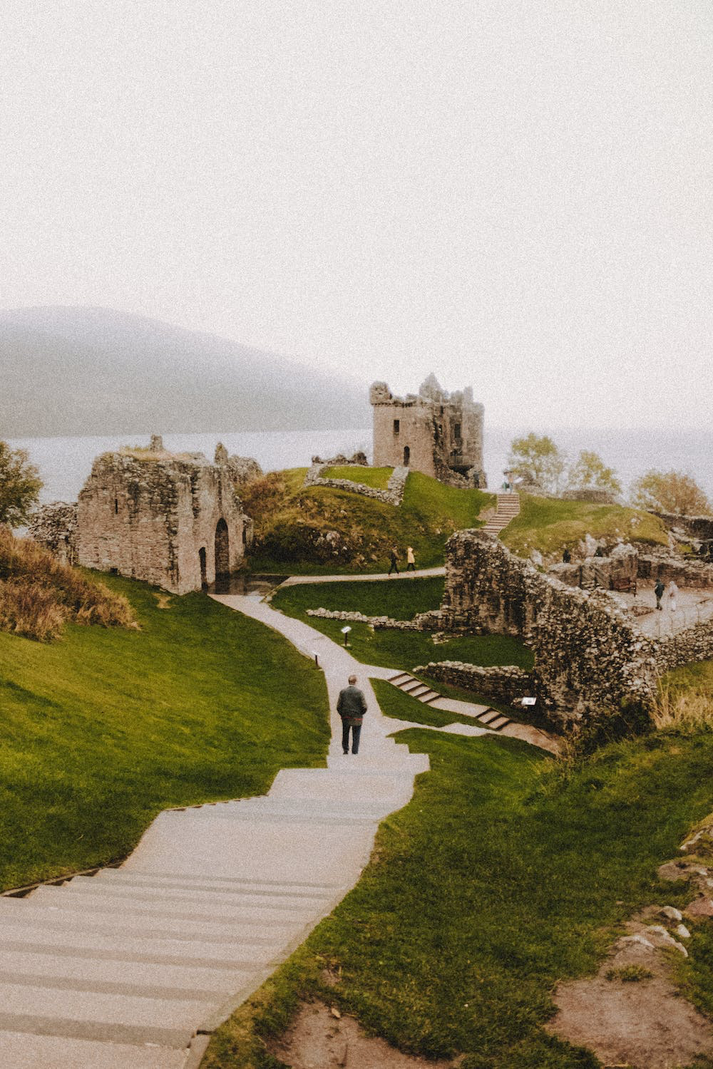 Urquhart Castle overlooking Loch Ness and its famous monster, Scotland