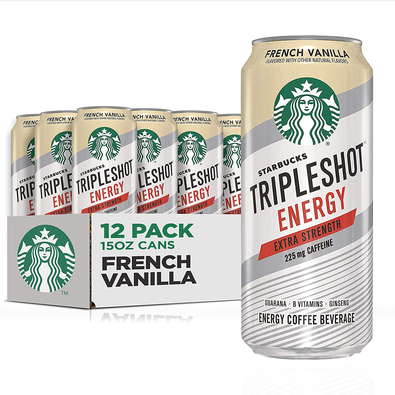 Starbucks Tripleshot Energy Extra Strength Espresso Coffee Beverage, French Vanilla,15 oz cans 12 Pack
