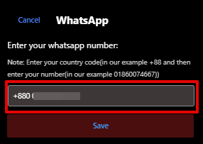 Enter WhatsApp Number