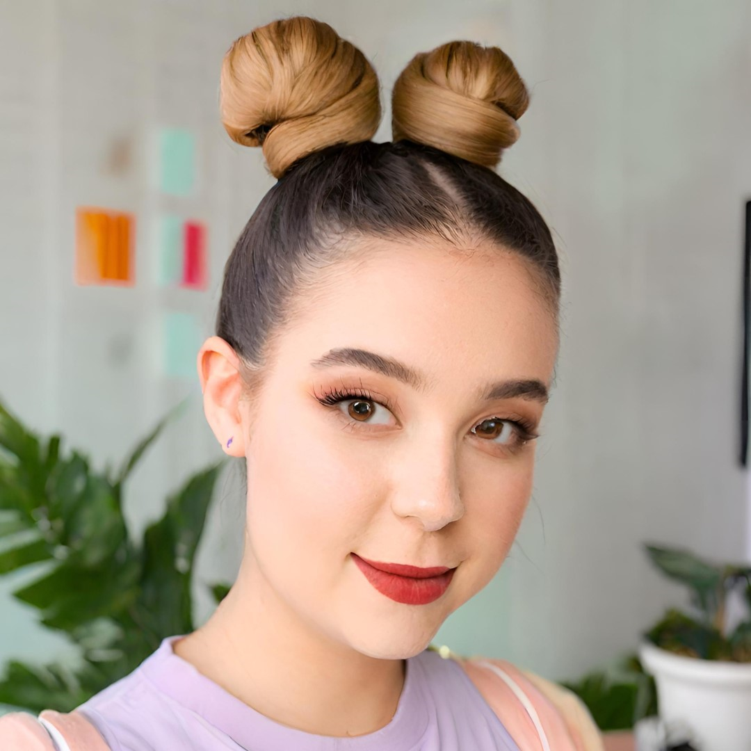 3 penteado infantil fácil com coque e meio preso