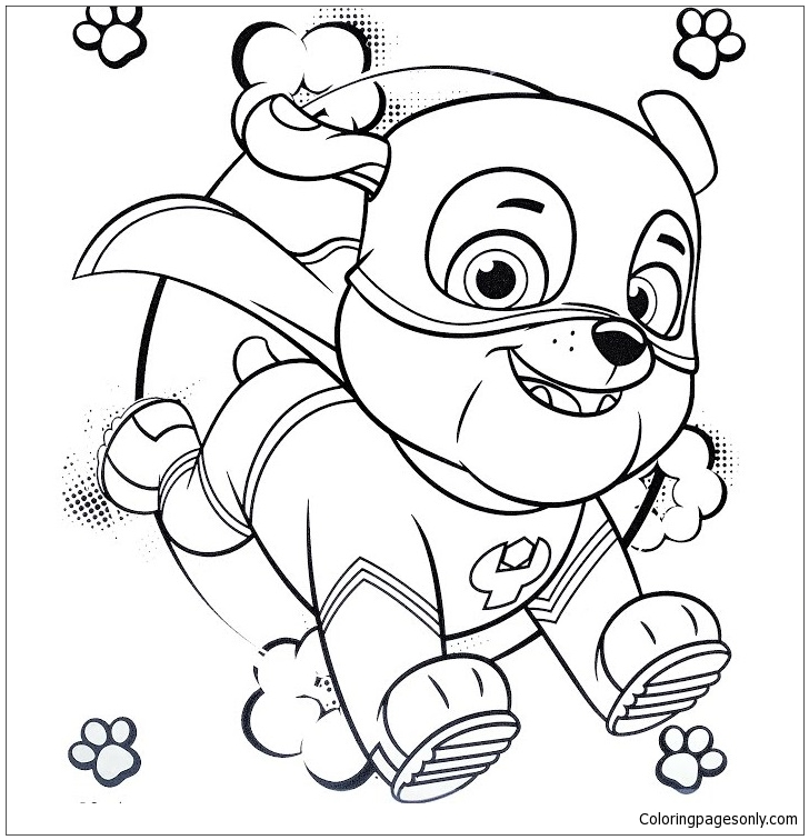 Super Hero Rubble Paw Patrol Coloring Pages