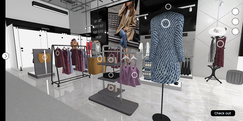 Representative 3D virtual showroom for apparel shopping