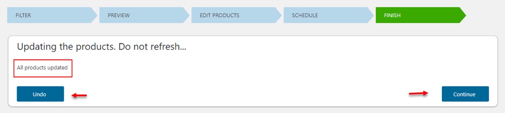 Execução de edição em massa do ELEX WooCommerce
