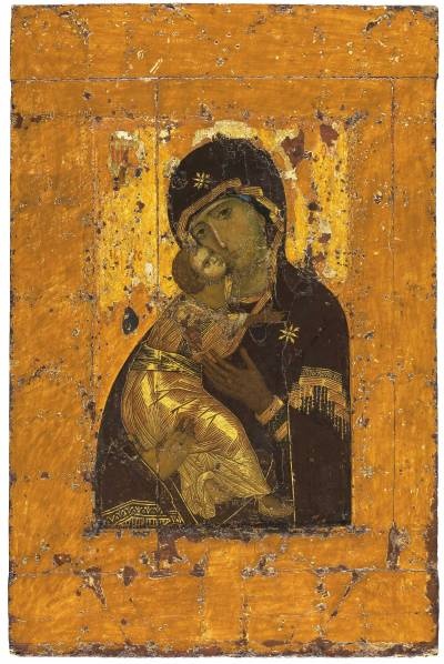 Владимирская икона Богоматери. Первая треть XII века (Константинополь). Государственная Третьяковская галерея