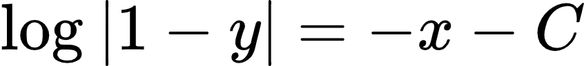 {"id":"4-1-1-1","code":"\\begin{align*}\n{\\log_{}\\left|1-y\\right|}&={-x-C}\t\n\\end{align*}","font":{"family":"Arial","size":10,"color":"#000000"},"type":"align*","ts":1603627077981,"cs":"jrW8IpJsnepT3VvmnwcZ0A==","size":{"width":140,"height":16}}