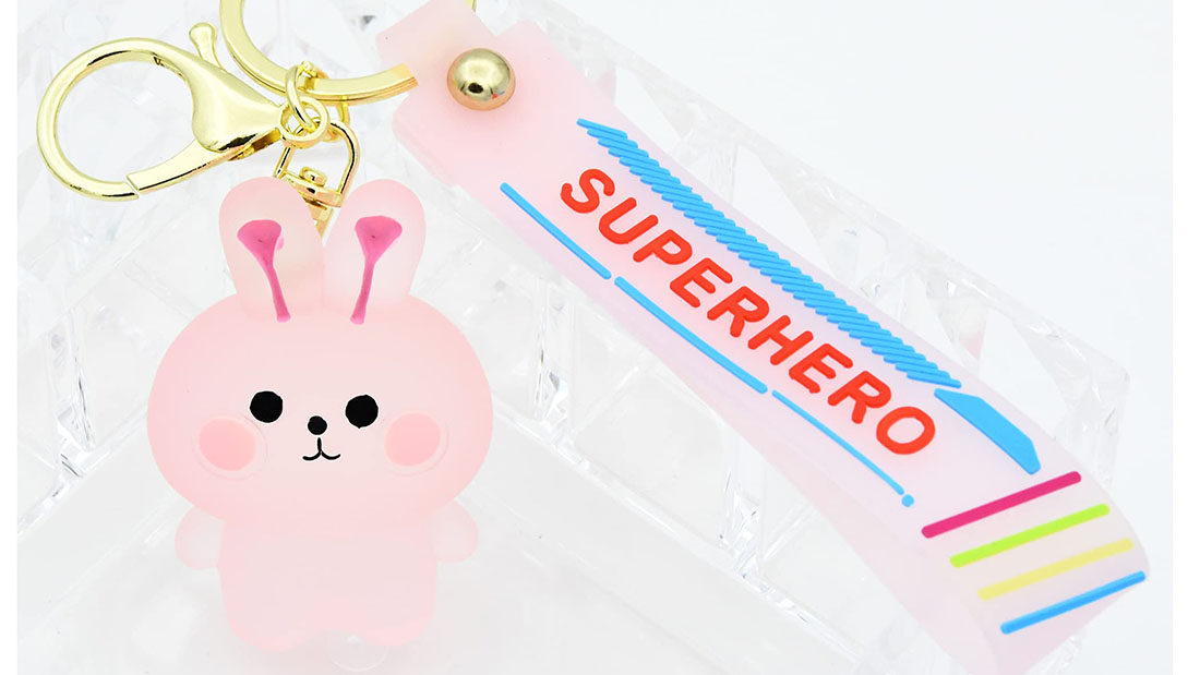 fashion pink rabbit rubber key rings wholesale gift items shop near me