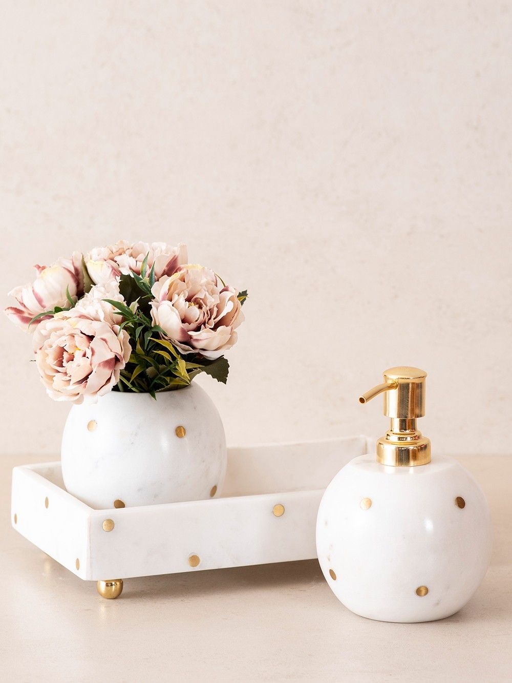 the loom - Ivory Gold Polka Dot Marble Dispenser 