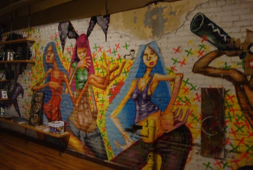 wall art from inside the shop on the dance floor 
