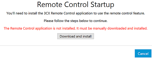 "3CX Remote Control Client Not Running" warning message.