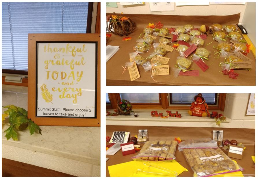 3 images of treats provided to staff by the parent teacher club