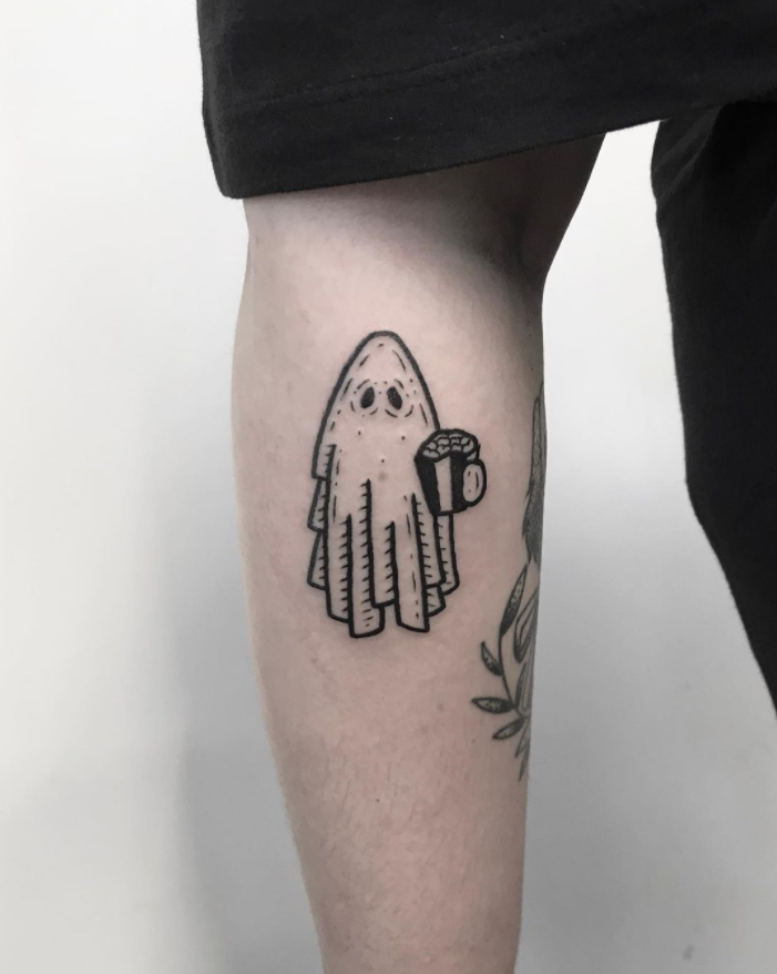 Cute Ghost Leg Tattoo      