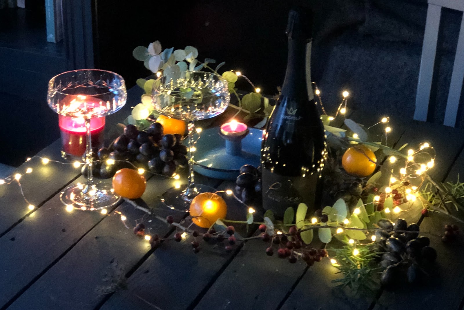 bottle of wine on christmas dinner table