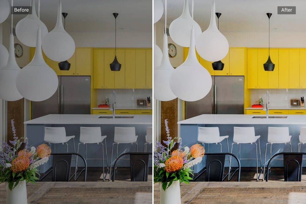 Real Estate Listing Kitchen before and after HDR 