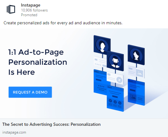LinkedIn sigle image ad example from  Instapage