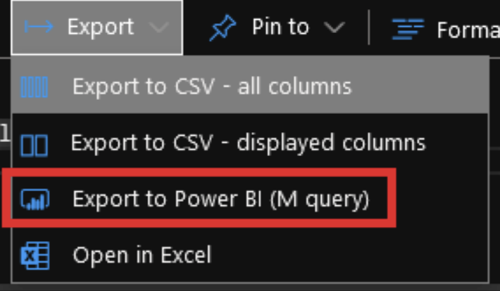 Exporting to Power BI