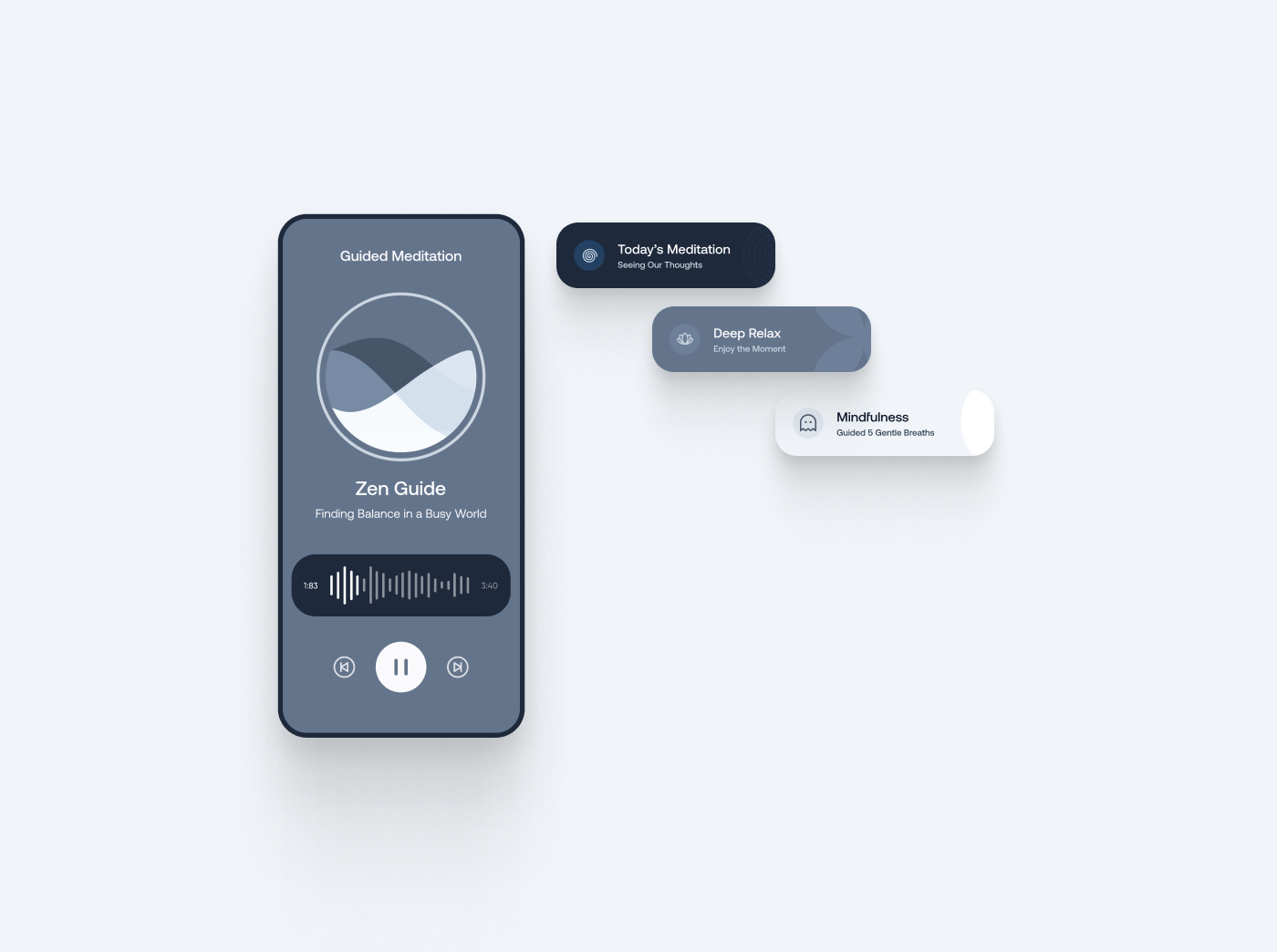 app design UX UI illustration artifact for ZenZone