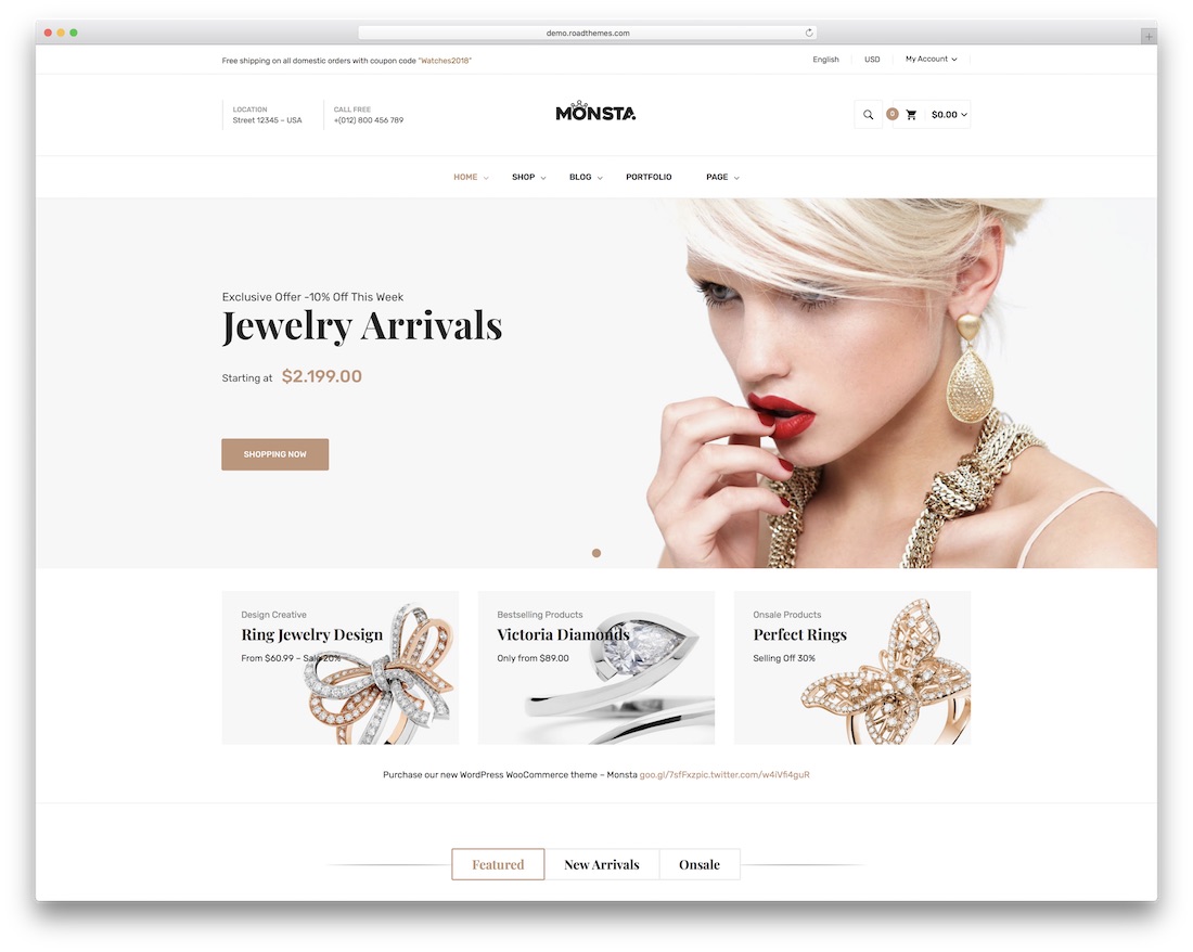 tema de wordpress joyería monsta